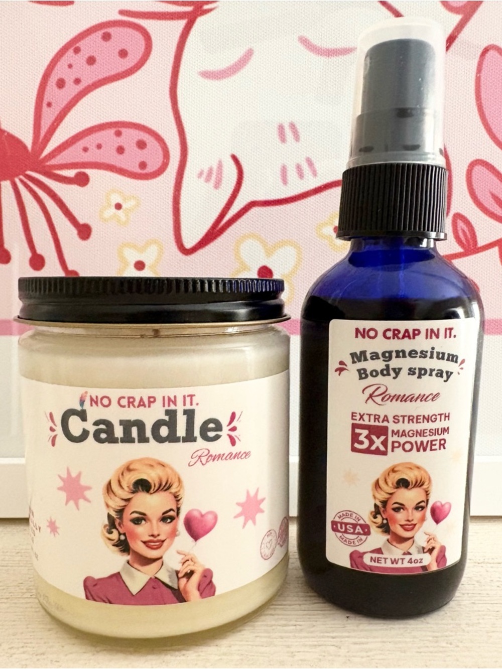 No Crap In It Romance Magnesium Spray and Candle